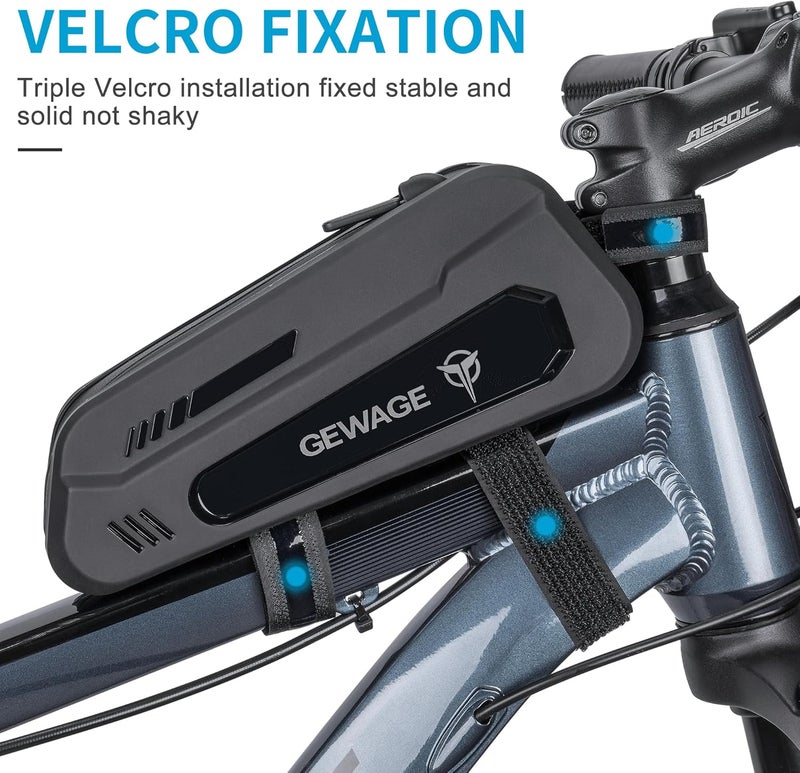 GEWAGE Bike Bag Bicycle Front Frame Bag Bike Phone Holder Bike Phone Bag Top Tube Bag Handlebar Bags Bike Accessories for Mountain Road Bike, Black - Image 4
